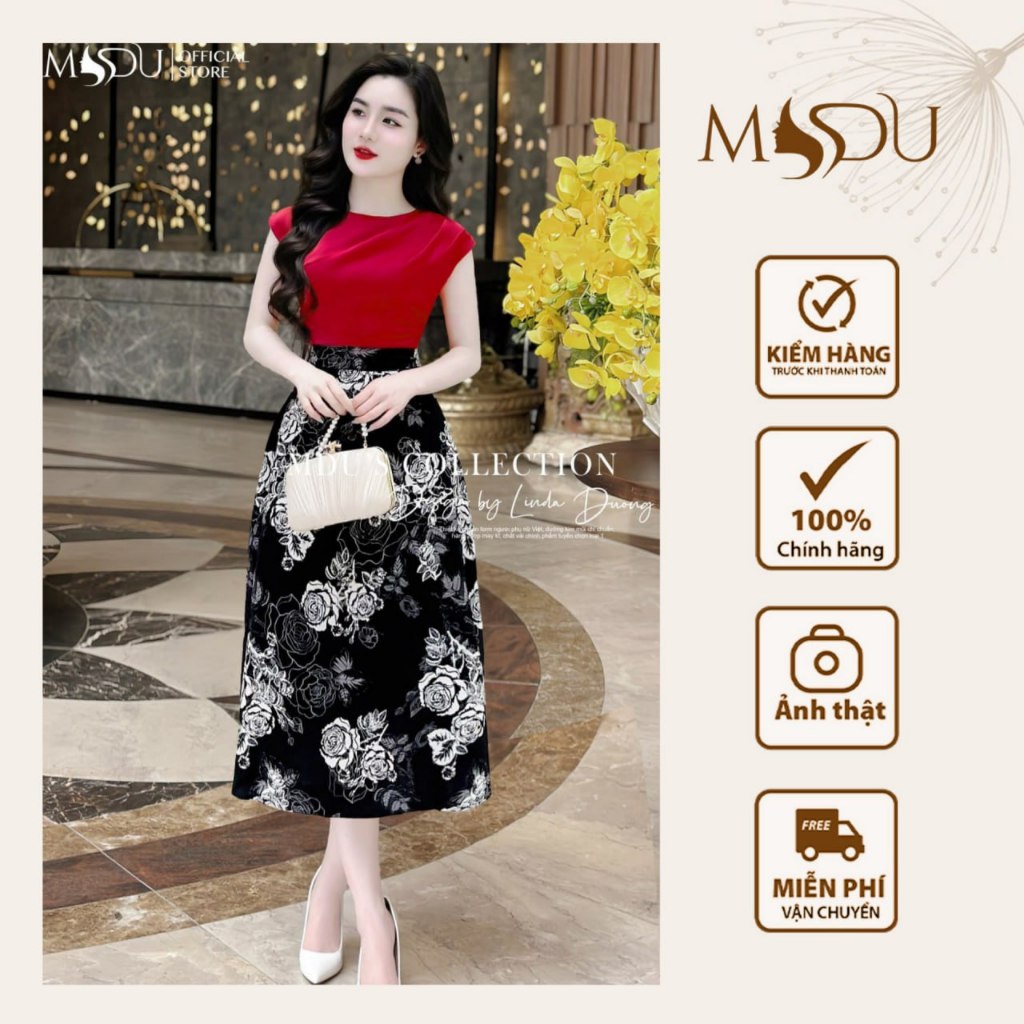 Váy Thiết Kế MDU3740 Chất Liệu Lụa Cao Cấp, Dáng Váy Xòe Nhẹ Nhàng Từ MDU K47-D1-1