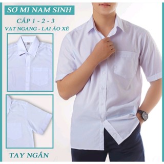 ÁO SƠ MI NAM TRẮNG HỌC SINH CHẤT VẢI KATE SILL CẤP 1,2,3