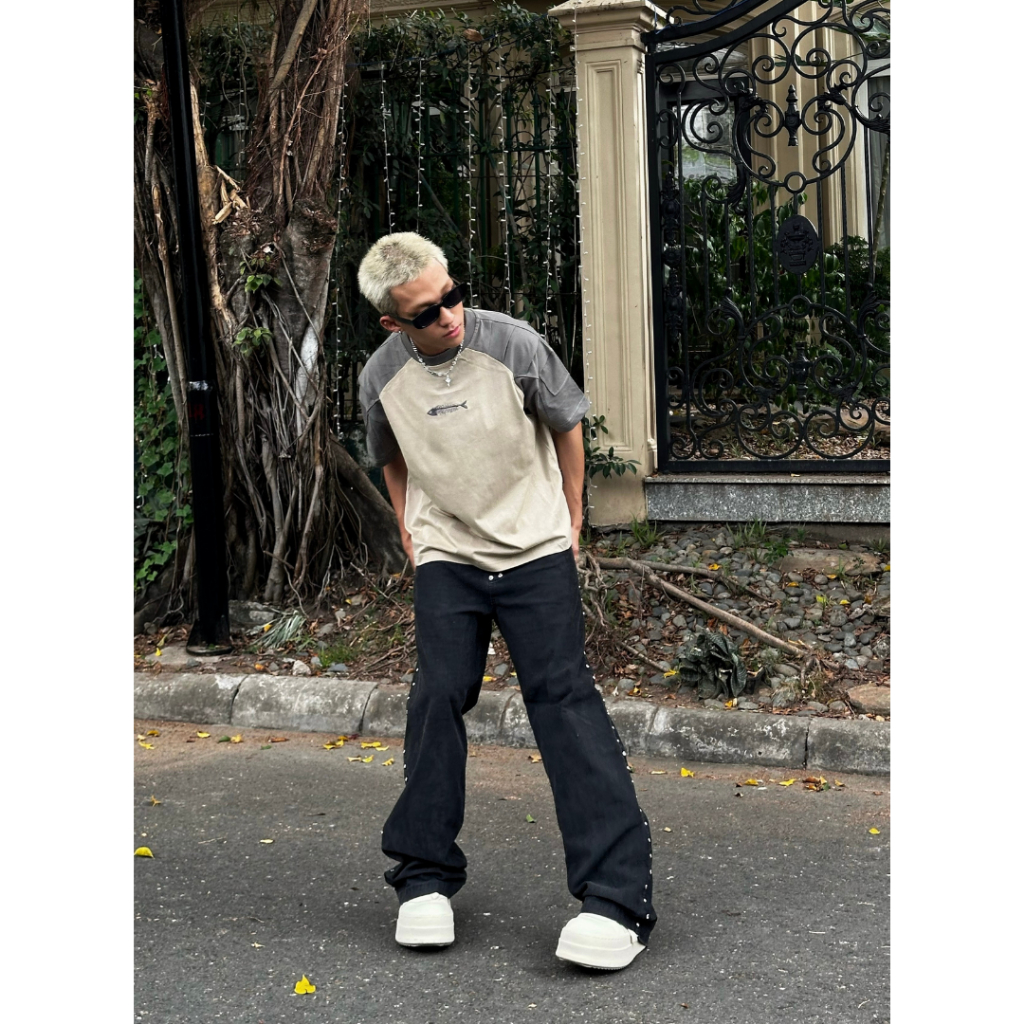 Áo Thun Boxy SAIGONESE Unisex Phối Tay Raglan Thêu Shark Form Rộng Thời Trang Nam Nữ - AT06SG | BigBuy360 - bigbuy360.vn