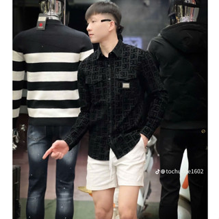 Áo sơ mi nam nữ tay dài phối nhung Hót Trend form rộng chất vải nhung dày dặn mẫu mới nhất cao cấp