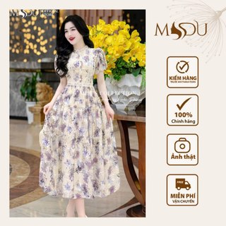 Váy Tơ Hàn MDU4011 Dáng Xòe Họa Tiết Hoa Bắt Mắt Từ MDU K11-D1-4