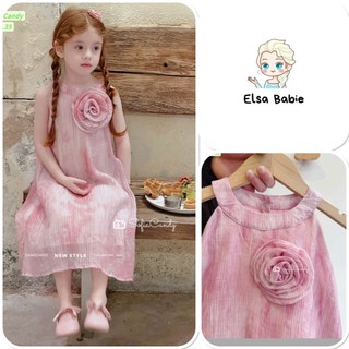  Đầm công chúa ElsaBabie váy yếm tơ hồng bé gái thiết kế phối hoa tiểu thư 