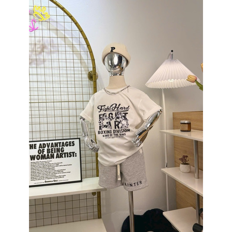 Áo phông in chữ boxing cho bé