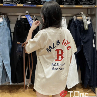 Áo Thun MLB Logo Nam Nữ Form Rộng Vải Cotton 100% Thoáng Mát , Áo Phông Cổ Tròn Nam Nữ Mặc Đẹp