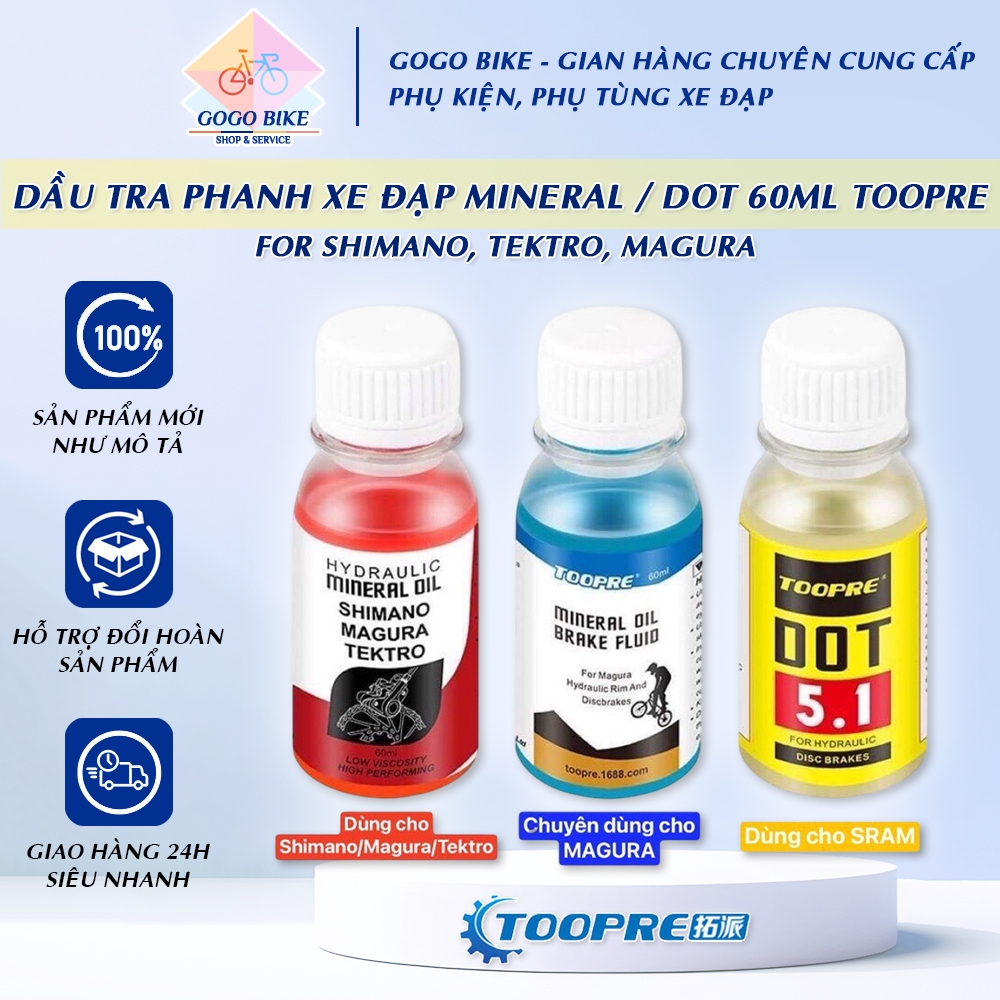 [GoGo Bike] Dầu tra phanh xe đạp Mineral Oil / Dot 5.1 Oil 60ml TOOPRE
