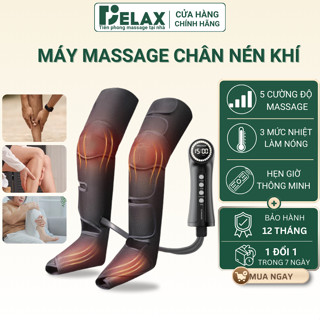 Máy massage chân DELAX nén khí 5 cường độ 3 cấp độ nén nóng liệu giúp thư giãn cơ chân đa chiều