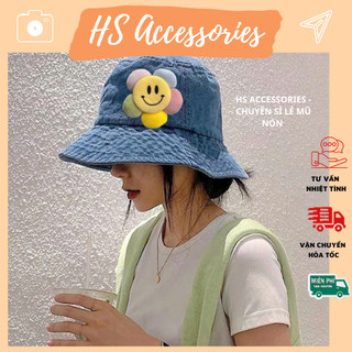  Mũ Bucket jean denim nữ Nơ nhỏ Nón tai bèo vành tròn trẻ trung phong cách Hàn Quốc - B69 
