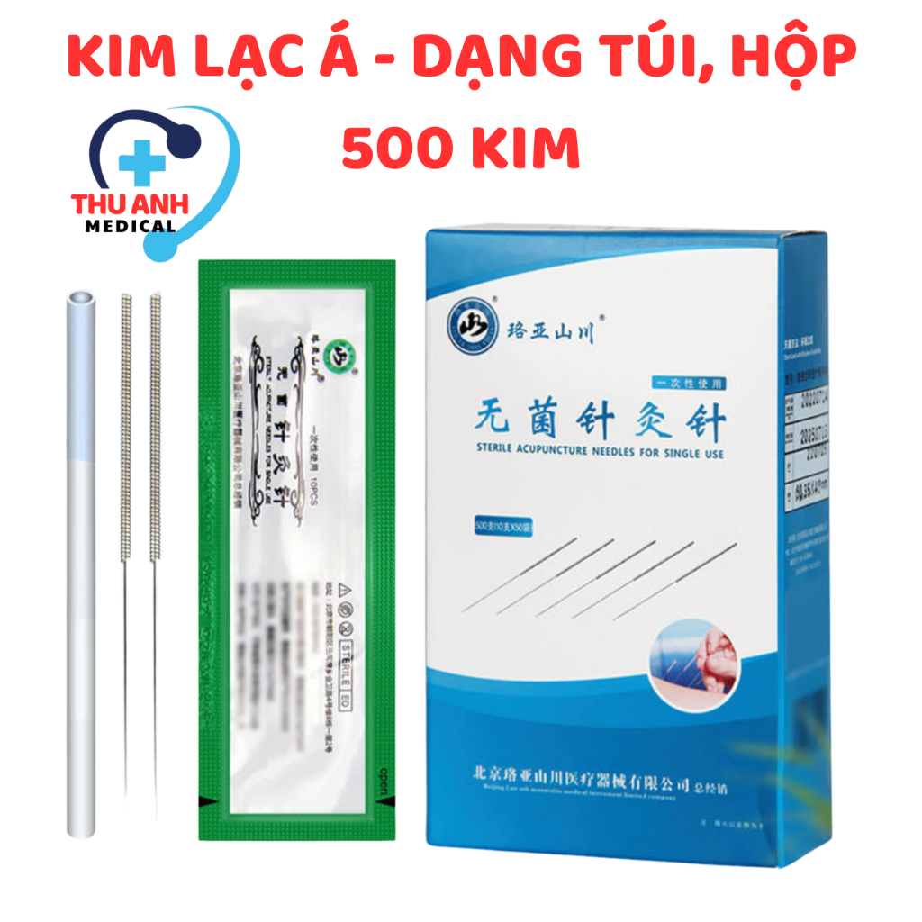 (HỖ TRỢ VAT) Kim châm cứu Lạc Á dạng túi hộp 500 kim - siêu bén, vô trùng