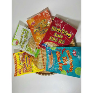Set 10 bich Bánh tráng muối nhuyễn siu cay, phô mai, rong biển tiện lợi