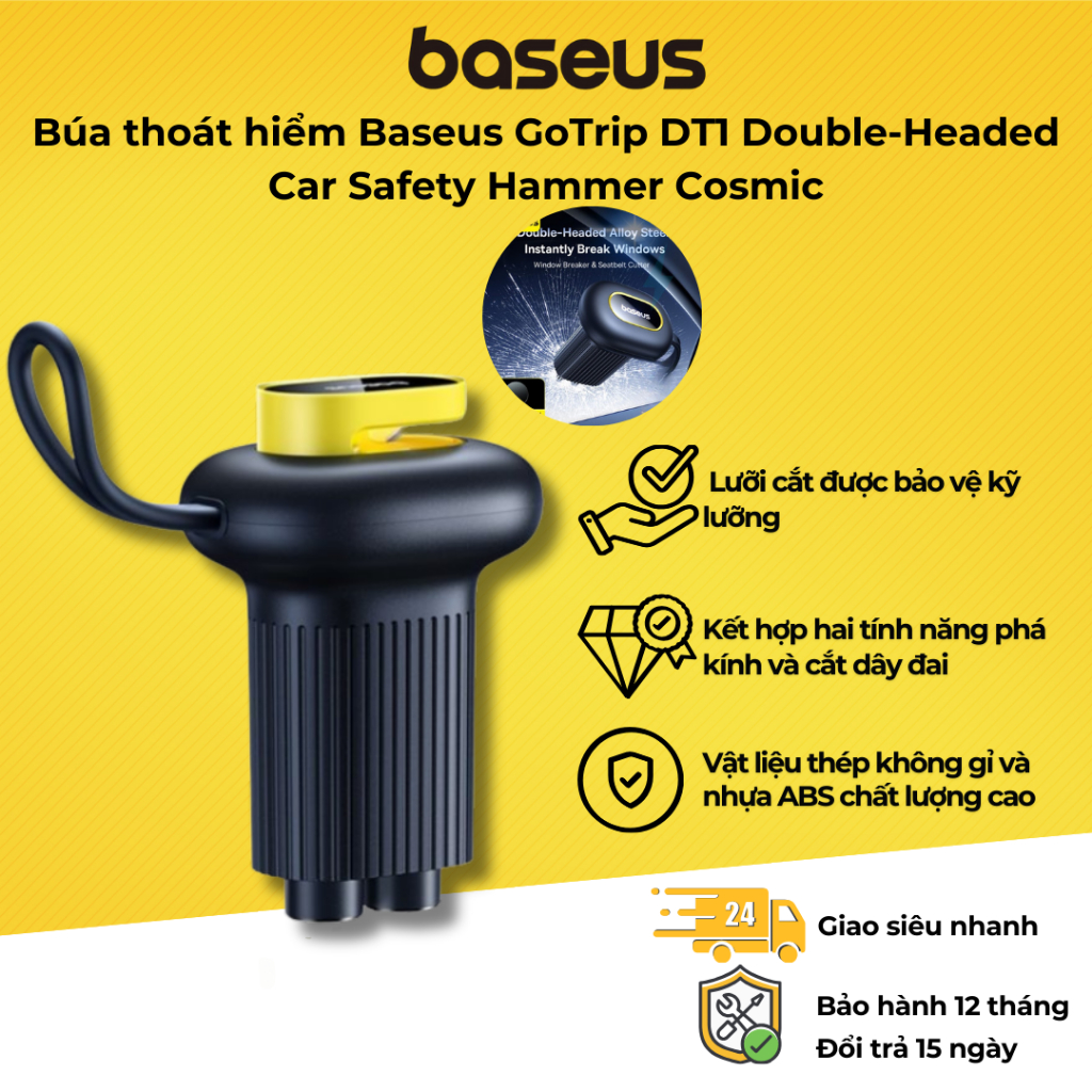 Búa thoát hiểm Baseus GoTrip DT1 Double-Headed Car Safety Hammer Cosmic