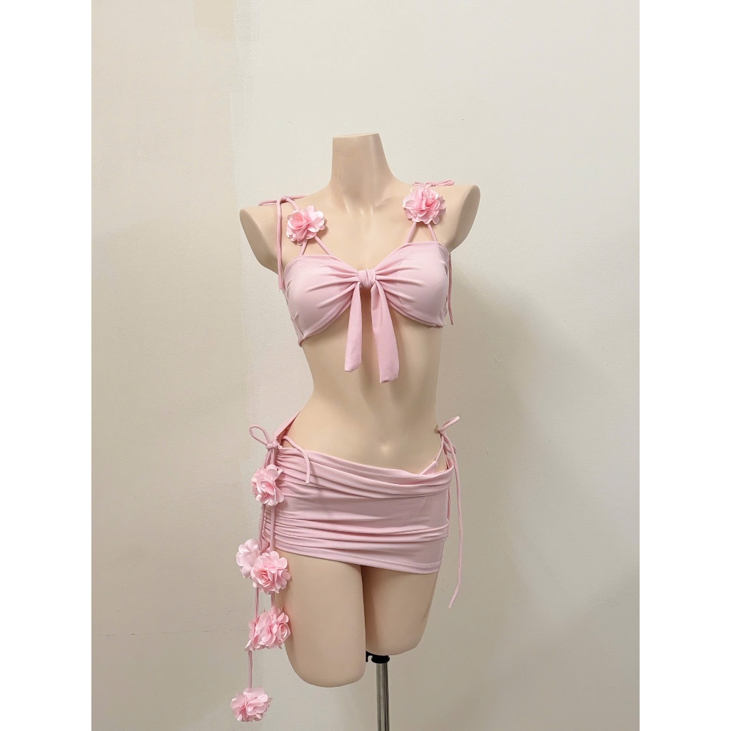 :[BKN 064] set Bikini đi biển 3 mảnh bra phối nơ ,  VÁY DÂY BÔNG, mẫu bikini gợi cảm HÀ BIKINI | BigBuy360 - bigbuy360.vn