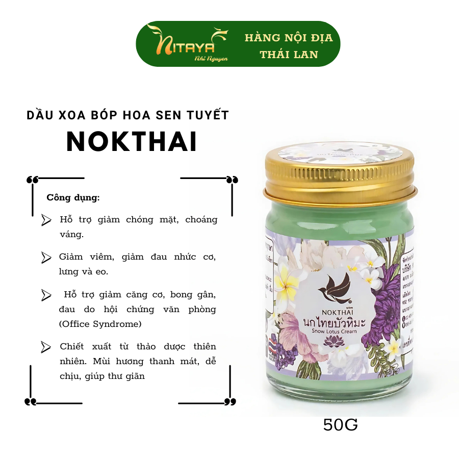 Dầu xoa bóp hoa Sen Tuyết NOKTHAI Thái Lan, dầu massage Thái Lan