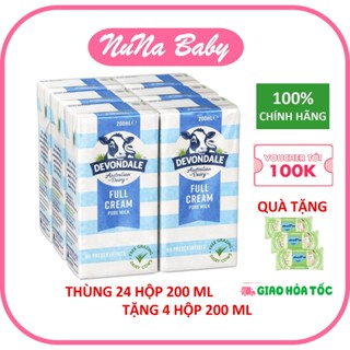 Thùng Sữa Tươi DEVONDALE Nguyên Kem Không Đường 200ml/1L - Nhập Khẩu Từ Úc