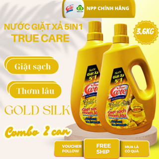 Combo 2 chai màu vàng 3.6kg Nước giặt xả 5in1 True Care trắng sạch quần áo gấp đôi hạt lưu hương