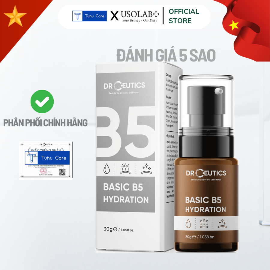 DRCEUTICS Tinh Chất B5 Basic Hydration 5% DrCeutics Cho Da Dầu Mụn (30ml)