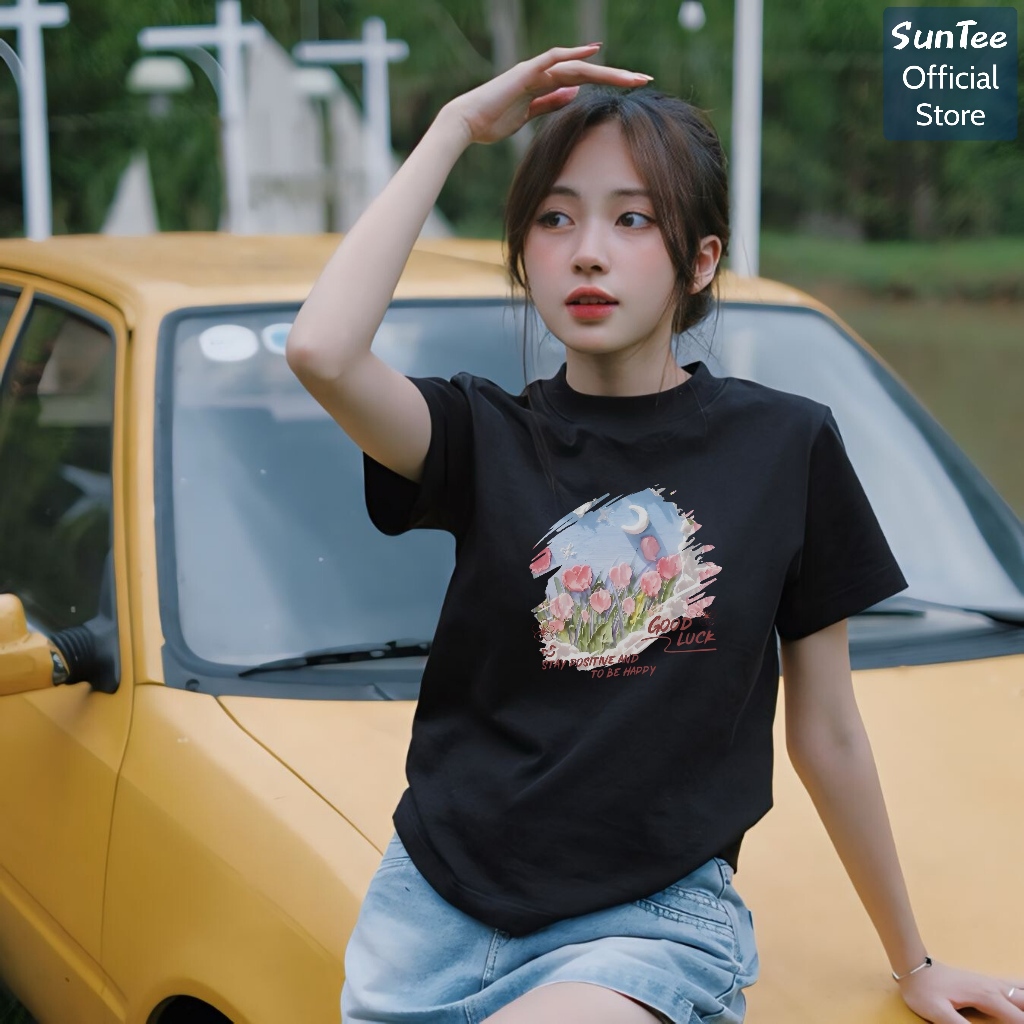 Áo thun nữ form vừa SUNTEE STFV181 phong cách basic in hình 081 vải cotton 250GSM cao cấp thoáng mát | BigBuy360 - bigbuy360.vn