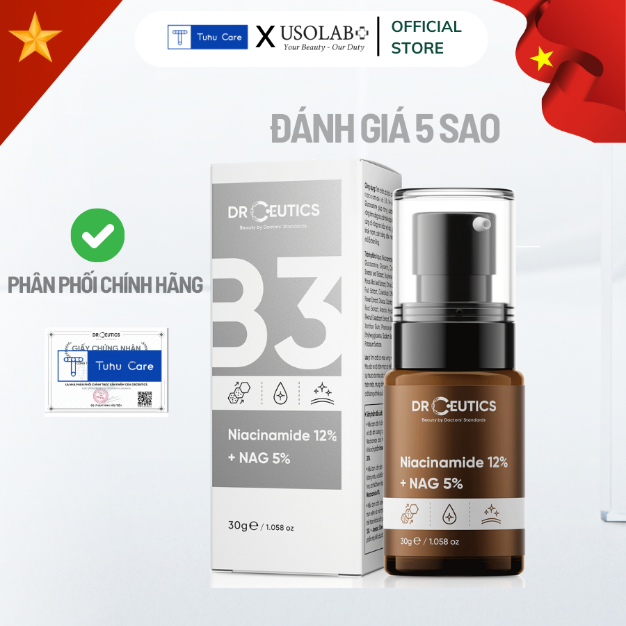 DRCEUTICS Serum Niacinamide 12% DrCeutics Giảm Thâm Sáng Da Kiềm Dầu (30ml 100ml)
