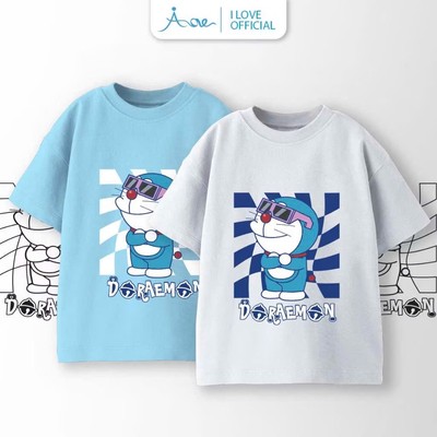[MỚI] Áo thun cộc tay cho bé trai AORE, áo phông chất in hình DORAEMON Cool ngầu chất COTTON mềm mịn, thoáng mát 9-36kg