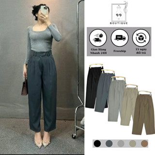 Quần baggy nữ 99boutique dáng thụng màu đen nâu kem ghi đủ size chất gold nhật dày dặn cạp đỉa đôi