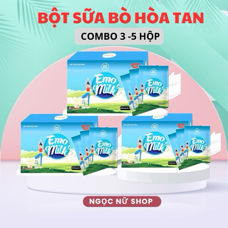 COMBO 3 HỘP SỮA TÁCH BÉO EMO MILK - Hỗ Trợ Giảm 1-5kg Sau 7 ngày