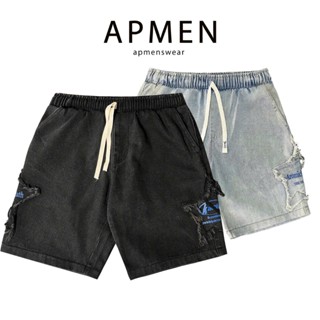 Quần Short Jean Nam Lưng Thun Họa Tiết Ngôi Sao Quần Đùi Bò Nam APMEN QSJN7E35