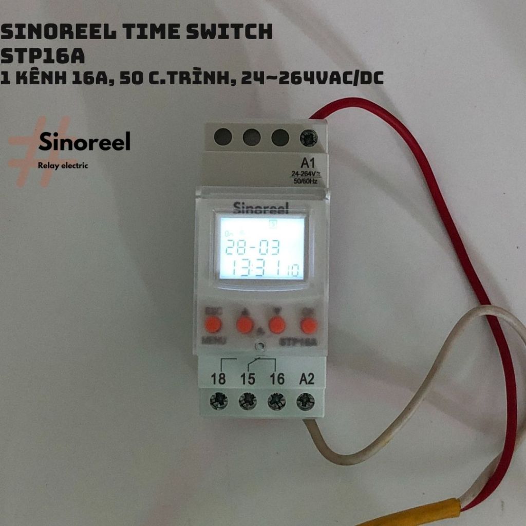 Timer hẹn giờ STP16A 24-264Vac/dc, 1C/O 16A Sinoreel