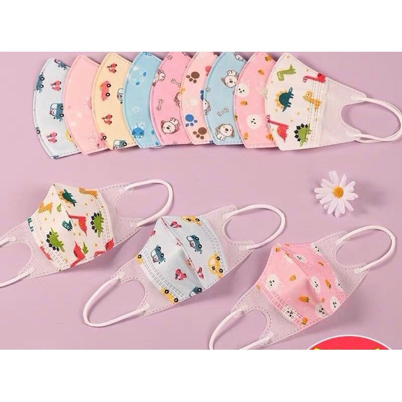 Sét 10 chiếc khẩu trang trẻ em 5d cho bé sơ sinh từ 0 đến 6 tuổi hàng đẹp