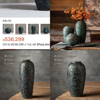 (nhỏ17cm)  bình gốm cổ trung quốc , lọ hoa men rạn cao cấp