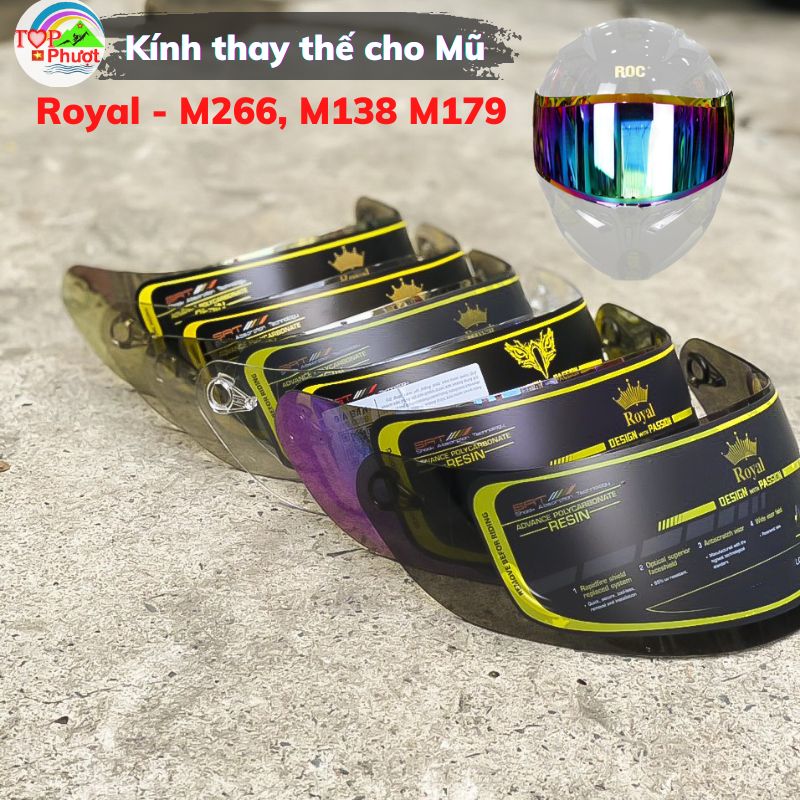 Kính rời thay thế cho mũ bảo hiểm Royal M179, M266, M138, M179, M137, ROC 03, ROC 04, ROC 05 Nón Bảo