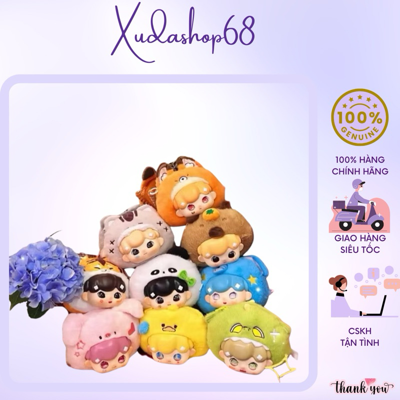(OD 7-10N)KÈM DÂY ĐEO Blindbox Bighead Bag Plush Baby Billie Animal Pajamas Party - Túi đeo chéo bôn