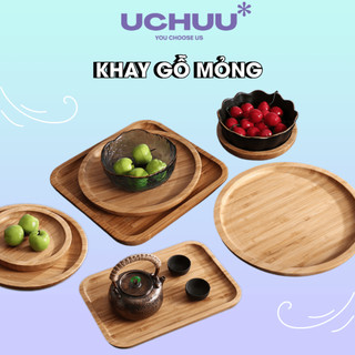 Khay Gỗ Mỏng UCHUU Thớt Tre Đựng Trà Bánh Đồ Ăn Hoa Quả Decor Trang Trí Chụp Ảnh 