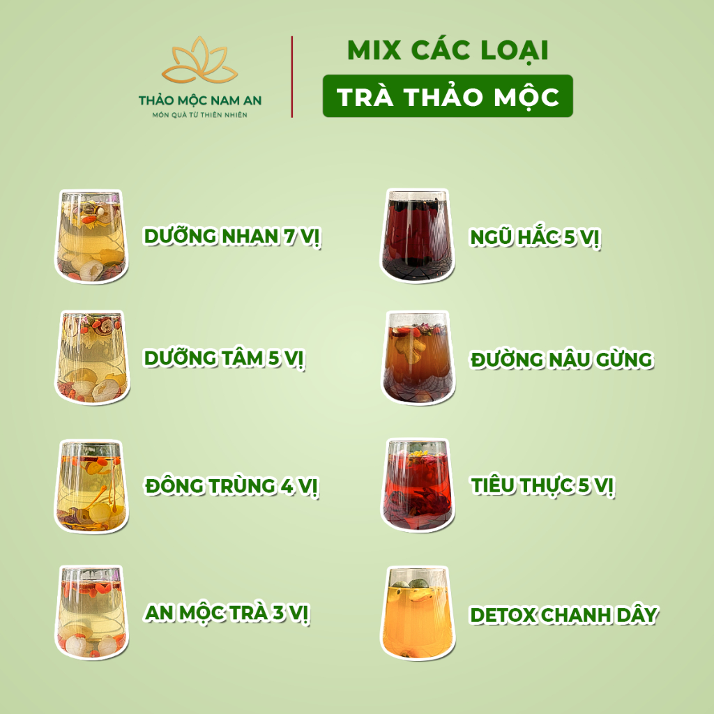 Trà Thảo Mộc, Trà Dưỡng Nhan, Trà Thanh Nhiệt MIX CÁC LOẠI (Gói Lẻ) Đẹp Da, Giảm Cân, Mát Gan, Thanh Lọc, Dễ Ngủ
