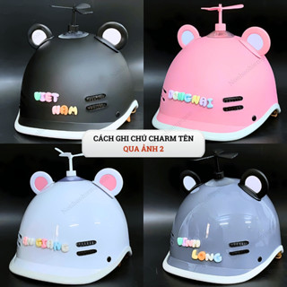 Nón bảo hiểm trẻ em Cá Heo phối phụ kiện tai gấu,charm chữ cute, mũ bảo hiểm nữa đầu đạt chuẩn chính hãng Long Thanh