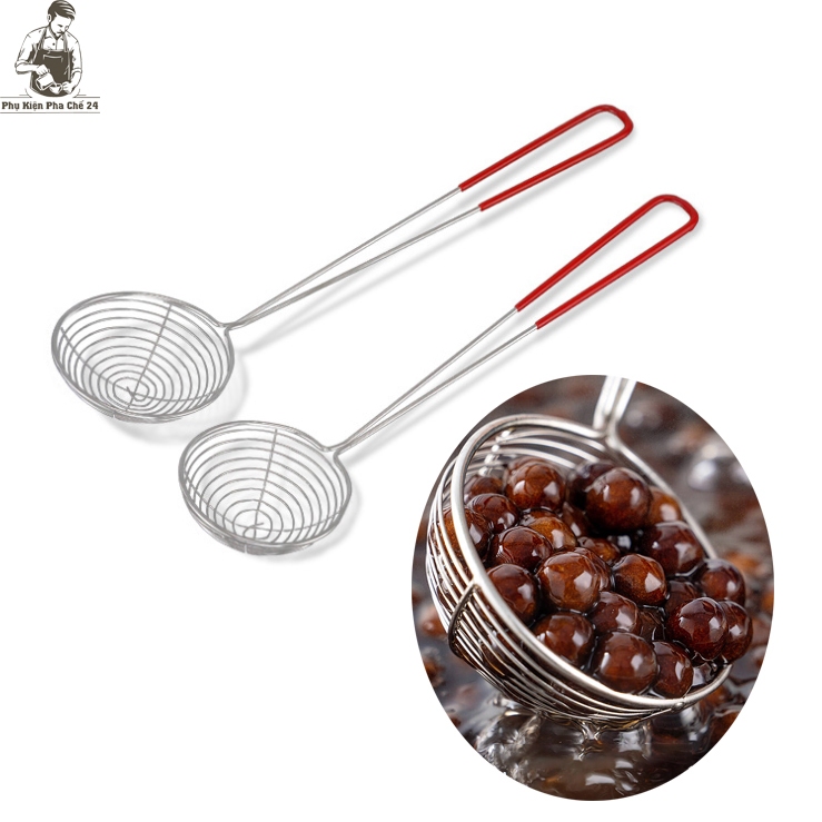 Vợt Lọc Lưới Múc Vớt Trân Châu Topping Cán Đỏ