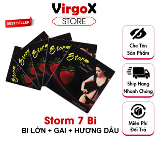 Bao Cao Su Storm 7 Bi - Bcs Gai Nhẹ, Nhiều Gel Bôi Trơn, Hương Dâu Ngọt Ngào (Hộp 1C)