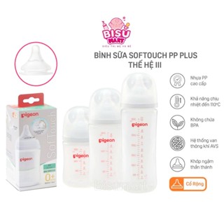 Bình sữa Pigeon Softouch cổ rộng PP Plus cho bé sơ sinh 160ml 240ml 330ml
