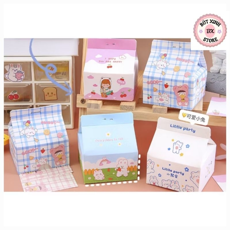 Giấy Note Hộp Sữa Họa Tiết Dễ Thương