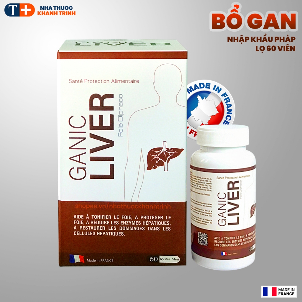 (nhập khẩu Pháp, lọ 60 viên) Bổ gan GANIC LIVER - giải độc gan, hạ men gan, hồi phục chức năng gan t