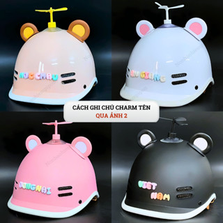 Mũ bảo hiểm trẻ em dáng Cá Heo thời trang có size lớn, phối charm chữ siêu hot, nón bảo hiểm nửa đầu cao cấp Long Thanh