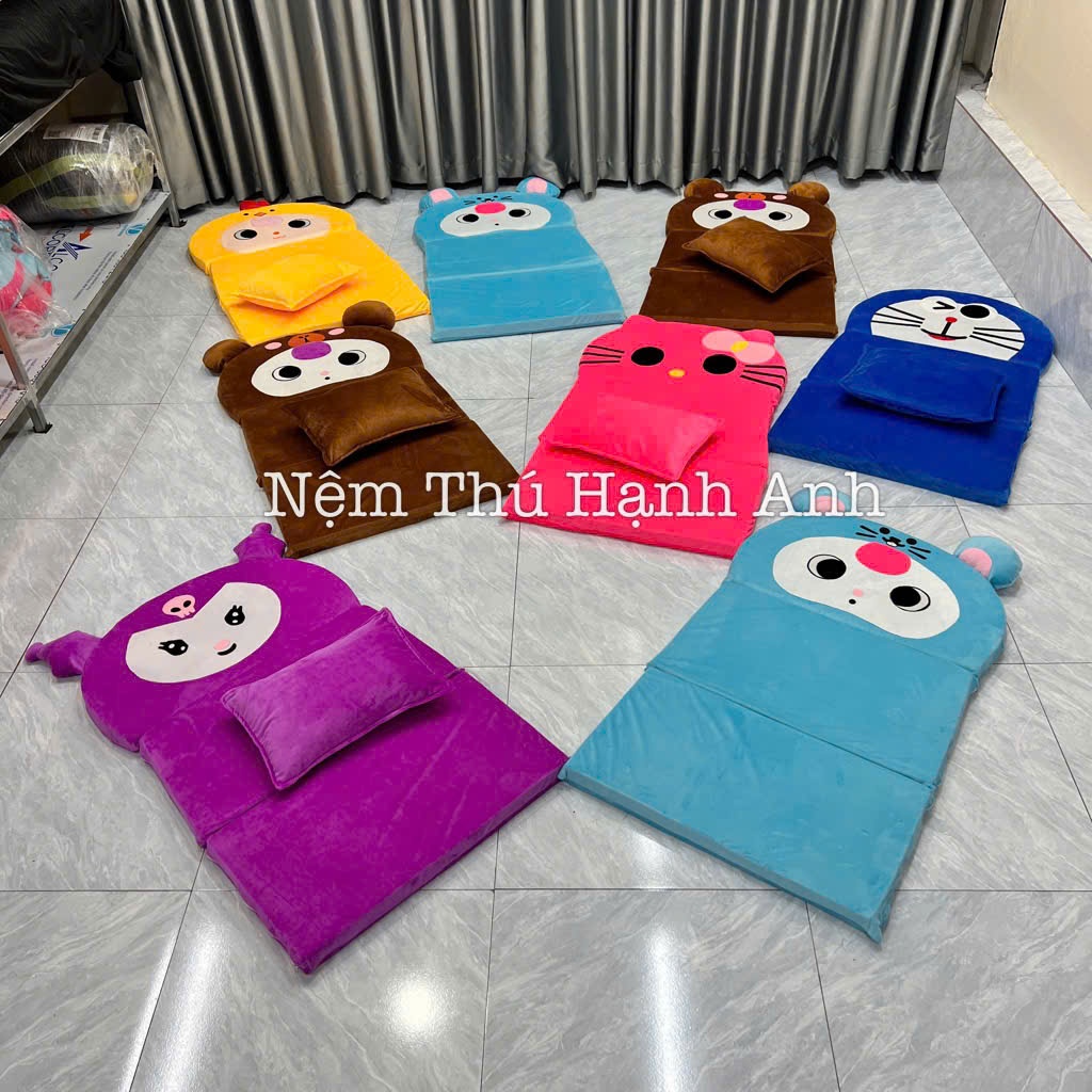 Nệm Hình Thú Gấp Gọn Cho Bé 1m15 x 70cm x 5cm Có Sẵn (Tặng Kèm Gối)
