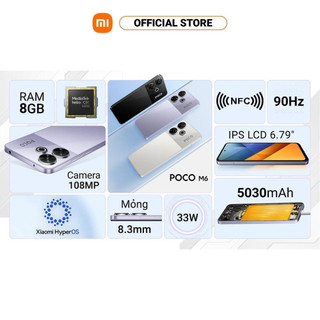 Điện thoại POCO M6 (8+256GB) | Màn hình FHD+ 6,79" 90Hz | MTK Helio G91-Ultra | Camera 108MP