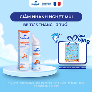 Xịt Mũi Cho Bé Giảm Nghẹt Mũi Sterimar Nước Biển Pháp Cá Heo Cam Blocked Nose Baby - 50ml