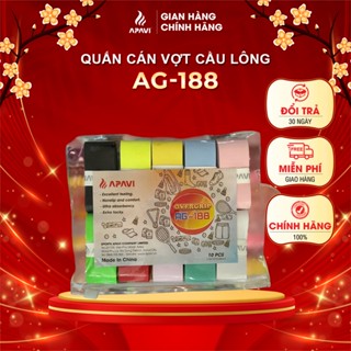 Quấn cán vợt cầu lông Apavi AG-188 (gói 10 chiếc) cực kỳ bám tay, êm tay thấm mồ hôi tốt, 15 màu