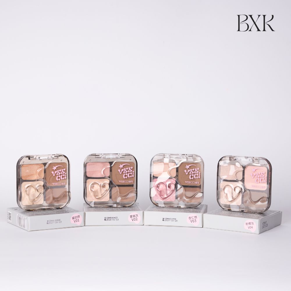 Bảng phấn tạo khối VEECCI bắt sáng highlight má hồng tự nhiên lâu trôi chống nước
