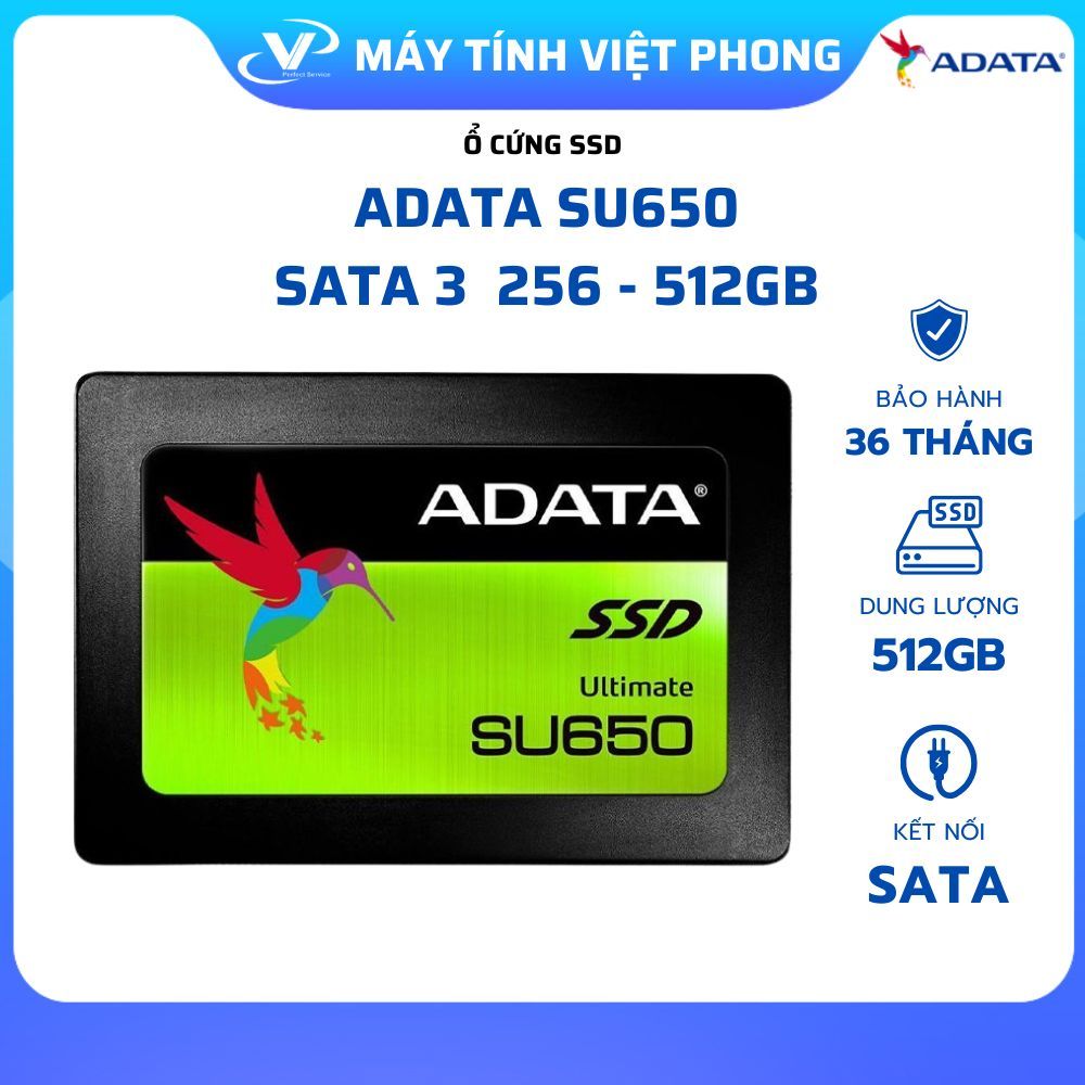 Ổ CỨNG SSD ADATA SU650 256GB SATA3 2.5 INCH (ĐỌC 520MB/s, GHI 450MB/s) CHÍNH HÃNG