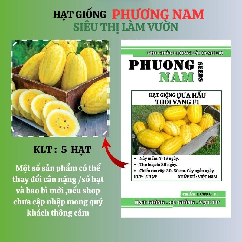 Hạt Giống Dưa Hấu Thỏi Vàng - 5h Phương Nam