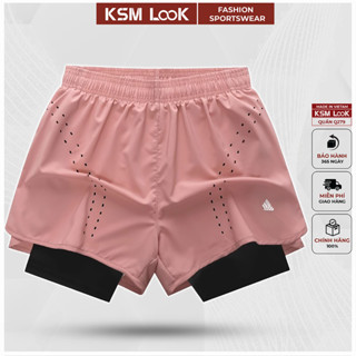 Quần Đùi Short Thể Thao Ngắn 2 Lớp Tập Gym Yoga Nữ KSM Look Mỏng Nhẹ Mát Mau Khô Dùng Chạy, Bơi Q279