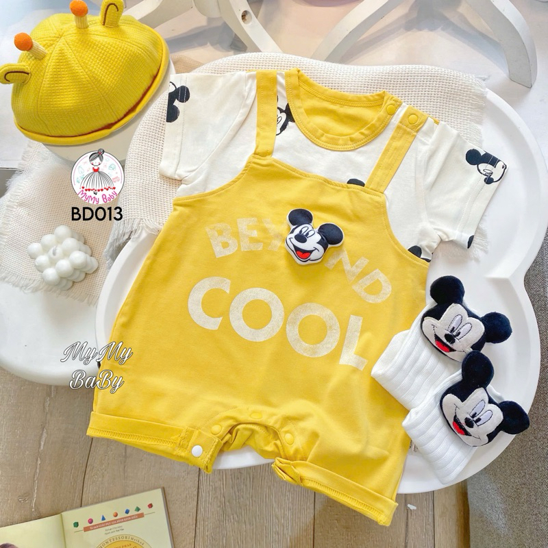 MyMy BaBy Đồ Sơ Sinh Bé Trai Body Yếm Vàng Mickey Nổi cho bé 0-3 Tháng 3-6 Tháng 6-9  Tháng 9-12 Thá