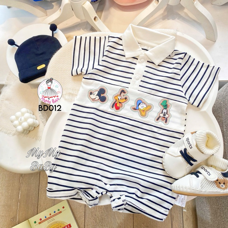 MyMy BaBy  Đồ Sơ Sinh  Bé Trai Body Polo Sọc Chuột Chó Vịt 0-3 Tháng 3-6 Tháng 6-9 Tháng 9-12 Tháng 