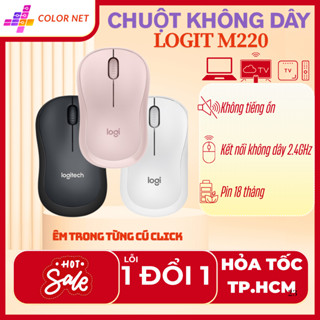 Chuột Không Dây Logitech M220 Silent - Giảm Tiếng Ồn, USB, Phù Hợp PC/Laptop/Tivi/Tivi Box colornet